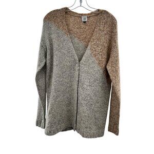 Cabi Knit Cardigan V-Neck Button Up Gray/Multi Long Sleeve Size Small